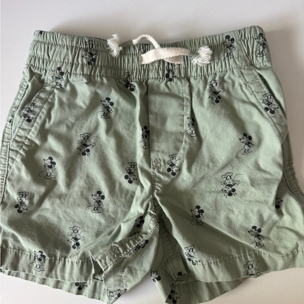 GAP c Disney Sage Green Toddler Shorts with Mickey Print
